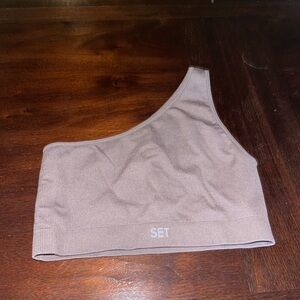 SET One-Shoulder Brown Top